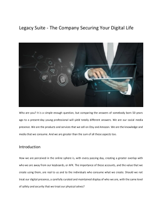Legacy Suite - The Company Securing Your Digital Life