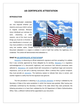 US CERTIFICATE ATTESTATION