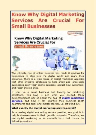 Know Why Digital Marketing Services Are Crucial For Small Businesses