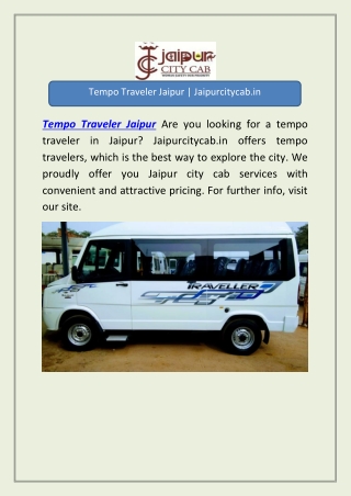 Tempo Traveler Jaipur | Jaipurcitycab.in