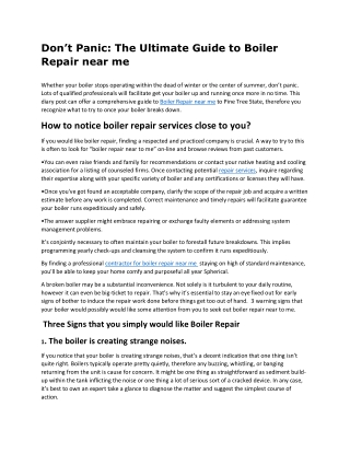 Don’t Panic The Ultimate Guide to Boiler Repair near me