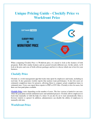 Unique Pricing Guide - Clockify Price vs Workfront Price
