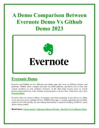 Evernote Demo Vs Github Demo
