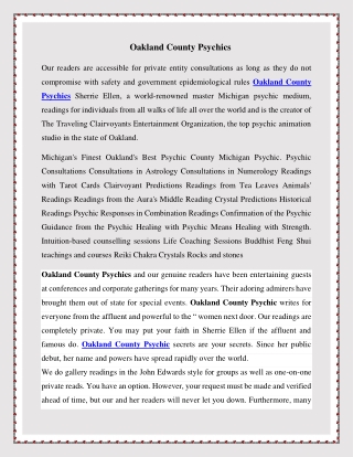 Oakland County Psychics