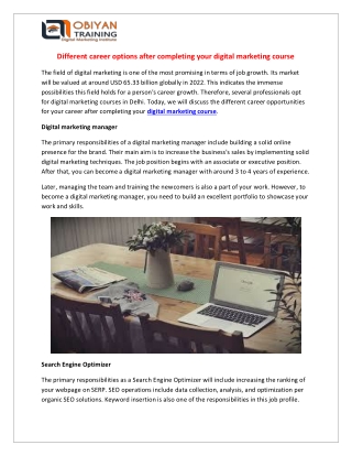 Different career options after completing your digital marketing course