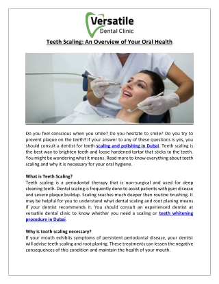 Teeth Scaling An Overview of Your Oral Health