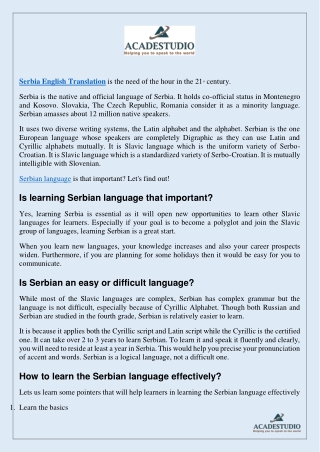 Learn Serbian English Translation