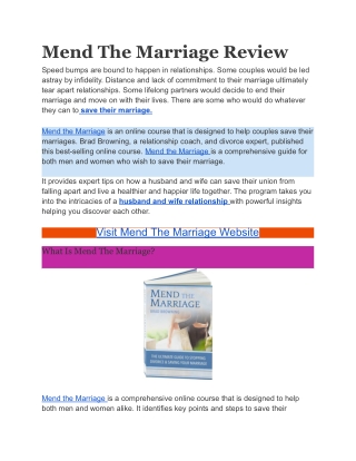 Mend The Marriage Review