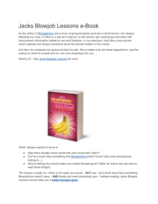 Jacks Blowjob Lessons e-Book