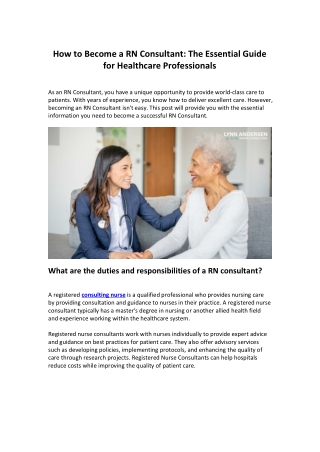 How to Become a RN Consultant The Essential Guide for Healthcare Professionals