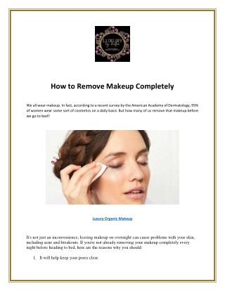 How to Remove Makeup Completely