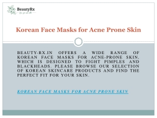 Korean Face Masks for Acne Prone Skin  Beauty-rx.in