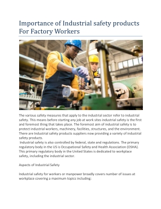 Importance of Industrial safety products For Factory Workers