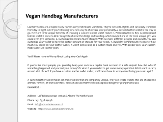 Vegan Handbag Manufacturers