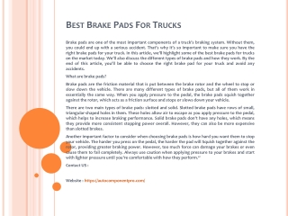Best Brake Pads For Trucks