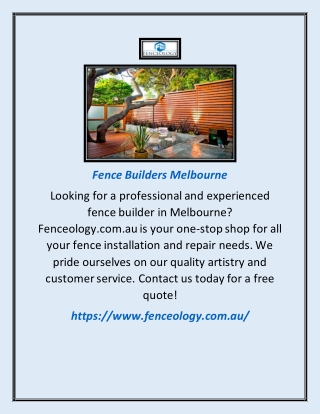 Fence Builders Melbourne | Fenceology.com.au