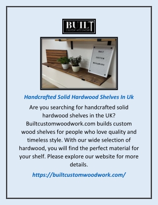 Handcrafted Solid Hardwood Shelves in Uk | Builtcustomwoodwork.com