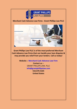 Merchant Cash Advance Law Firms - Grant Phillips Law PLLC