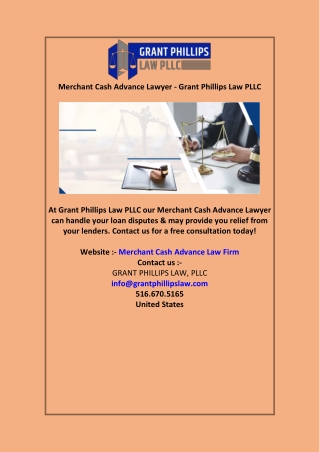 Merchant Cash Advance Lawyer - Grant Phillips Law PLLC