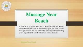 Massage Near Beach | Jumeirahseasidespa.com