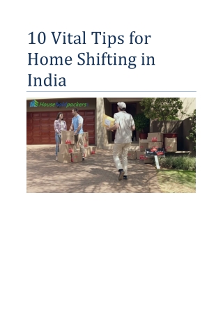 10 Vital Tips for Home Shifting in India