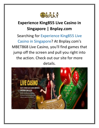 Experience King855 Live Casino in Singapore  8nplay.com