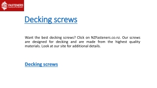 Decking Screws  Nzfasteners.co.nz