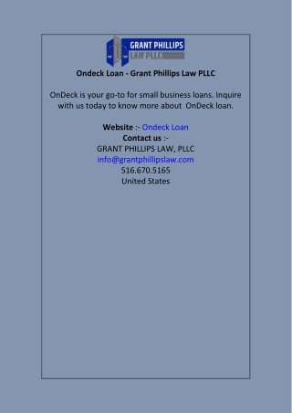 Ondeck Loan - Grant Phillips Law PLLC