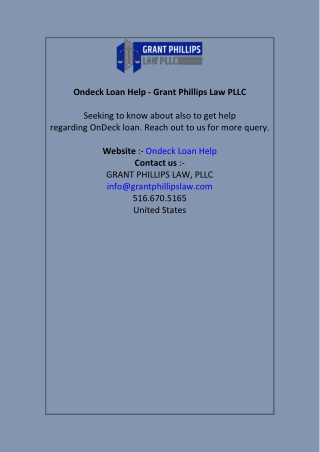 Ondeck Loan Help - Grant Phillips Law PLLC