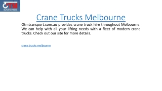 Crane Trucks Melbourne  Otmtransport.com.au