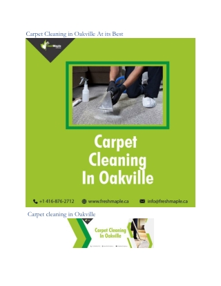 Carpet Cleaning in Oakville At its Best