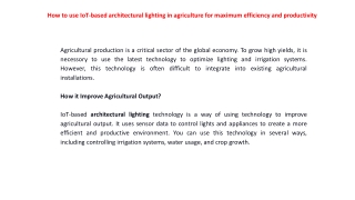 How to use IoT-based architectural lighting in agriculture for maximum efficiency and productivity