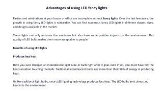 Advantages of using LED fancy lights