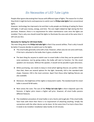 Six Necessities of LED Tube Lights