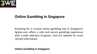 Online Gambling In Singapore  Sg3we.com