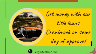 Get money with car title loans Cranbrook on same day of approval