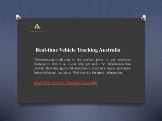Real-time Vehicle Tracking Australia  Techtonika-autolink.com