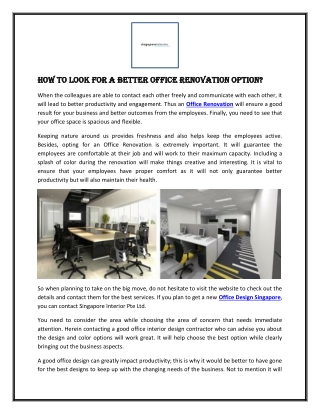 Look for a better Office Renovation option