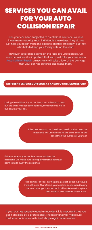 Services You Can Avail For Your Auto Collision Repair