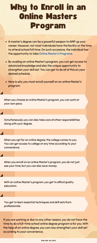 Why to Enroll in an Online Masters Program