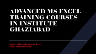 ADVANCED MS EXCEL TRAINING COURSES IN INSTITUTE GHAZIABAD