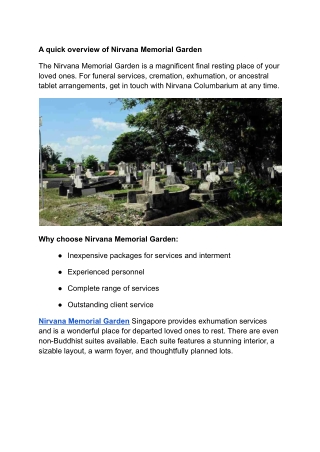 A quick overview of the Nirvana Memorial Garden