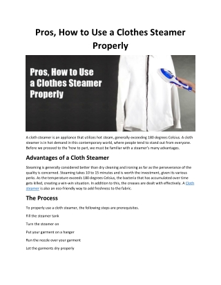 Pros, How to Use a Clothes Steamer Properly (PDF)