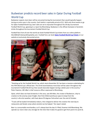 Budweiser predicts record beer sales in Qatar During Football World Cup