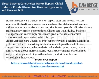 Diabetes Care Devices Market report