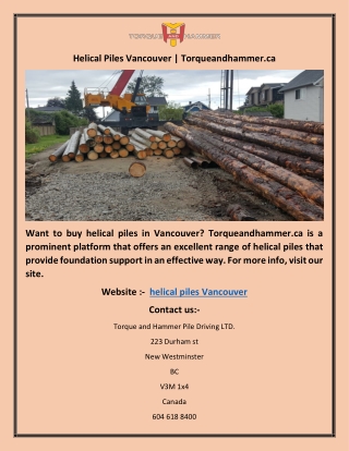 Helical Piles Vancouver | Torqueandhammer.ca