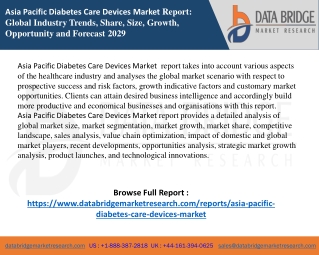 Asia Pacific Diabetes Care Devices Market  report