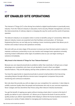 IoT Enabled Site Operations