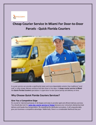 Cheap Courier Service Miami - Quick Florida Couriers