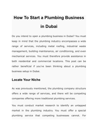 How To Start a Plumbing Business in Dubai